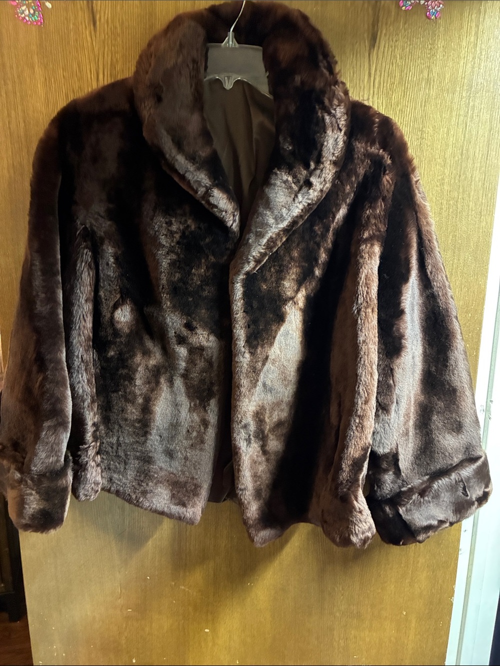 Women's Plush Faux Fur Teddy Jacket in Rich Brown